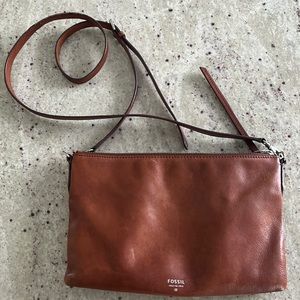 Genuine leather cognac Fossil crossbody